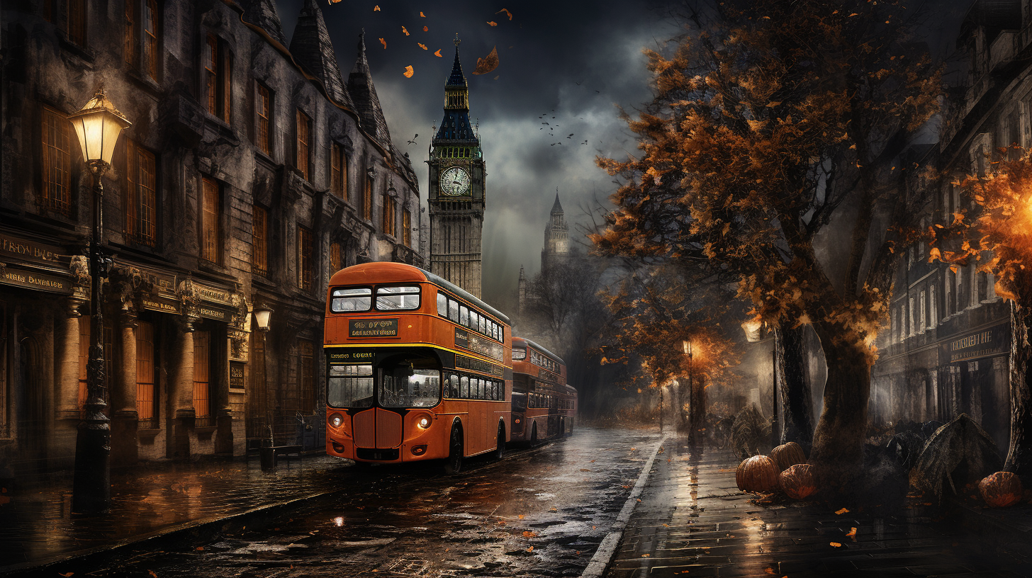 Oil-painted London streets with Halloween sweet potato