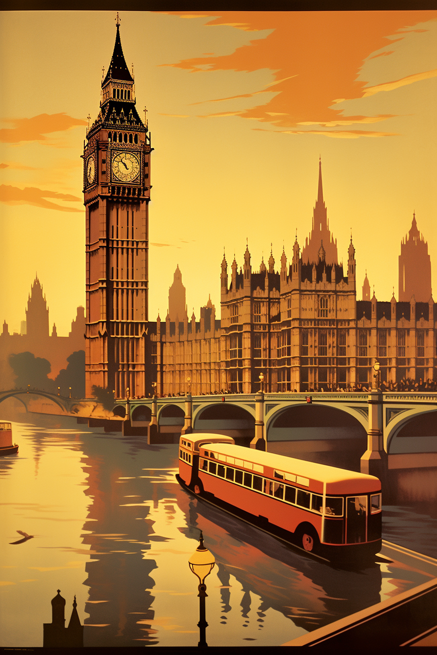 Vintage travel poster of London's Big Ben