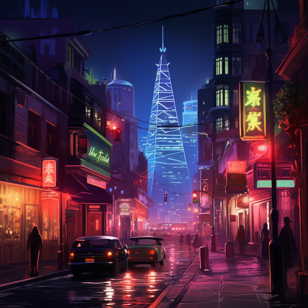 London City in Neon Chinese Theme