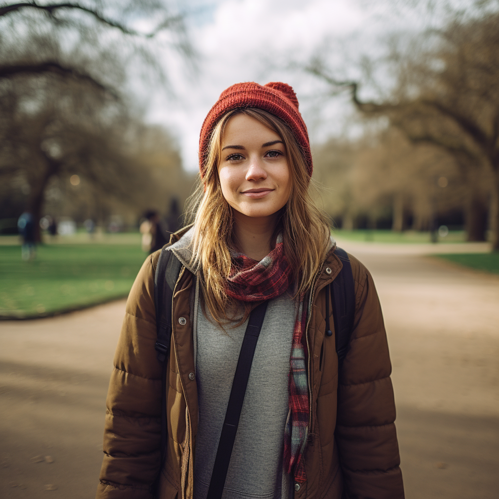 Unpretentious person walking in London park