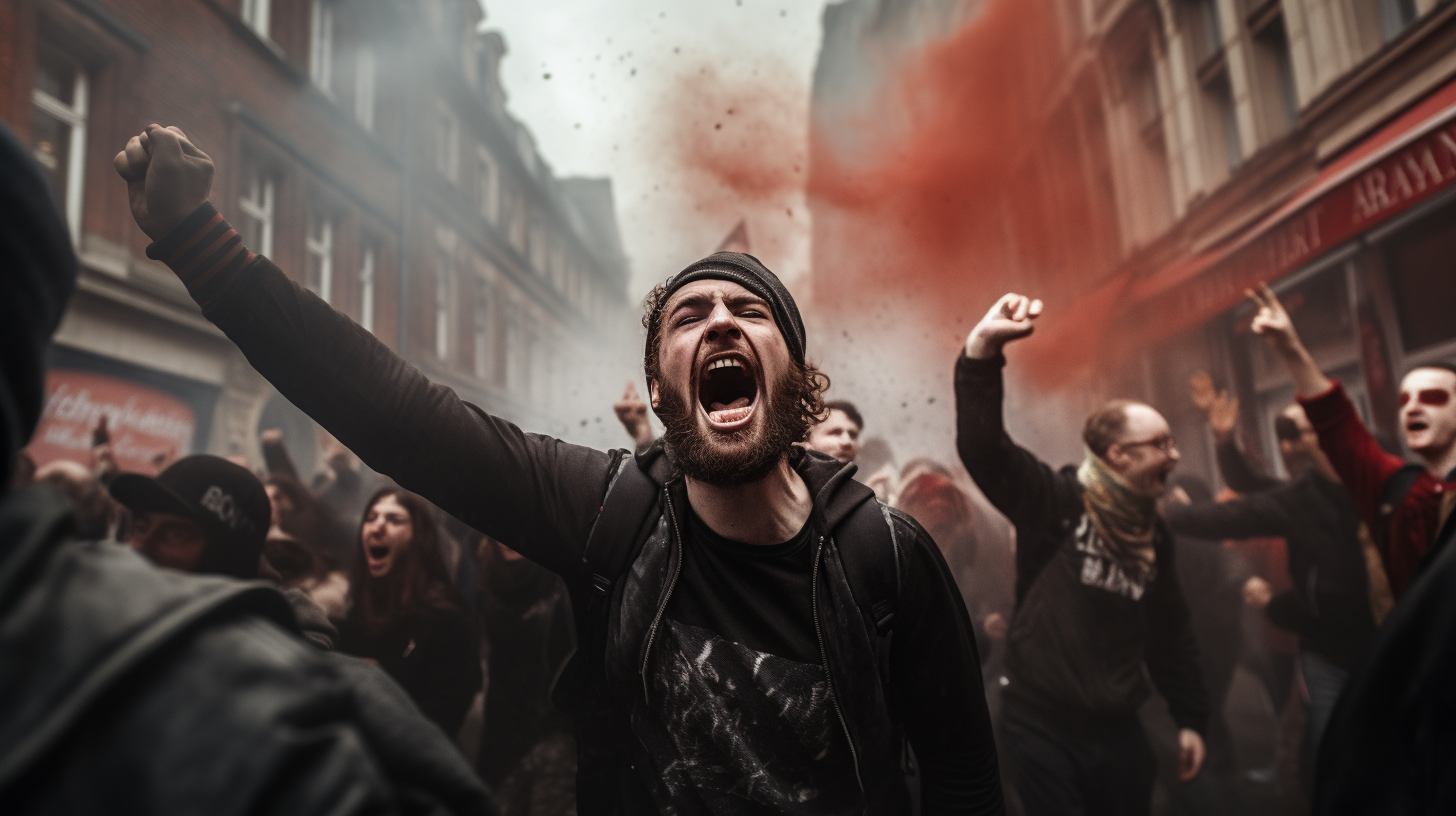 Punk riot with flags in London