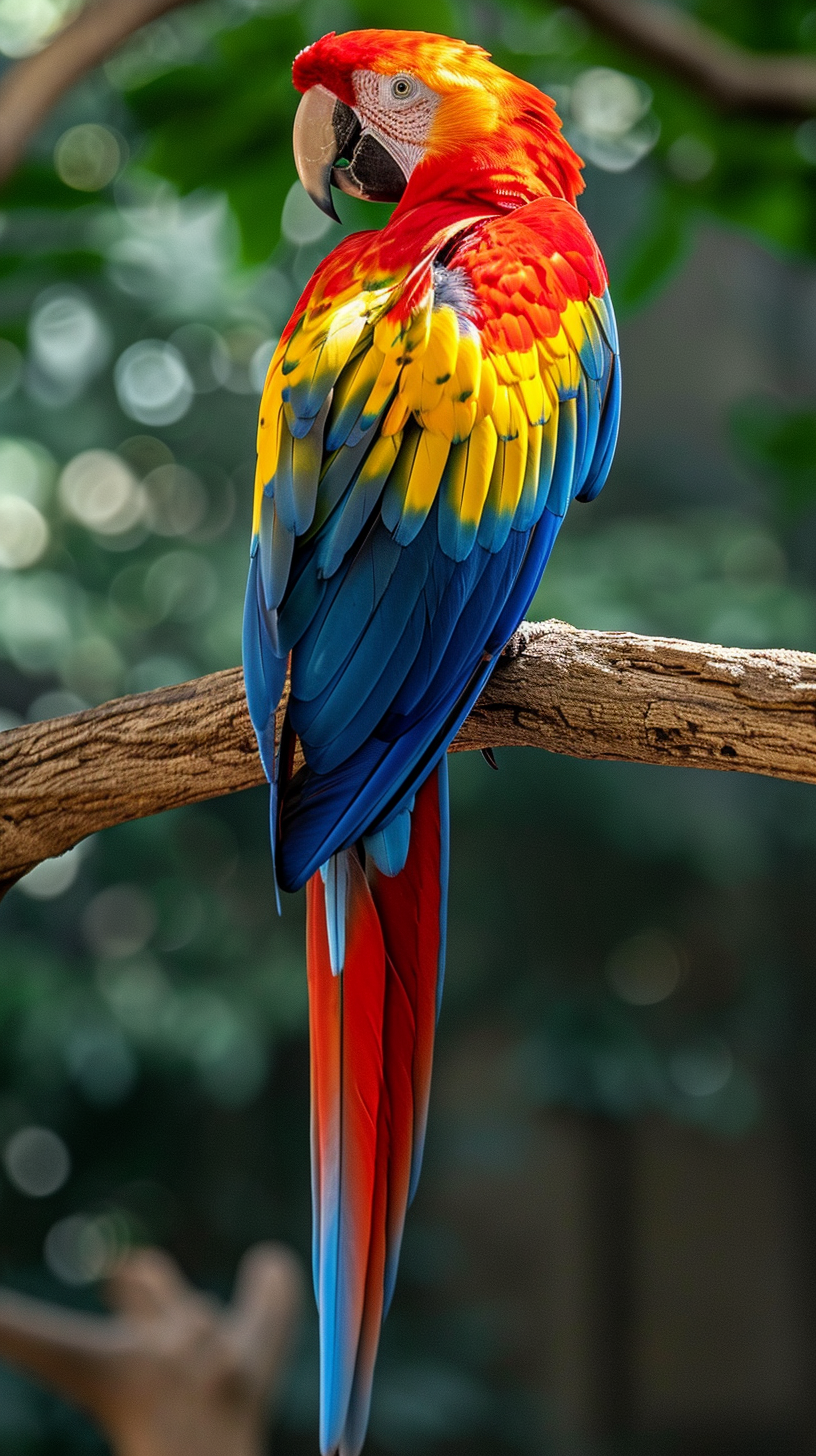 Vibrant parrot perched on branch