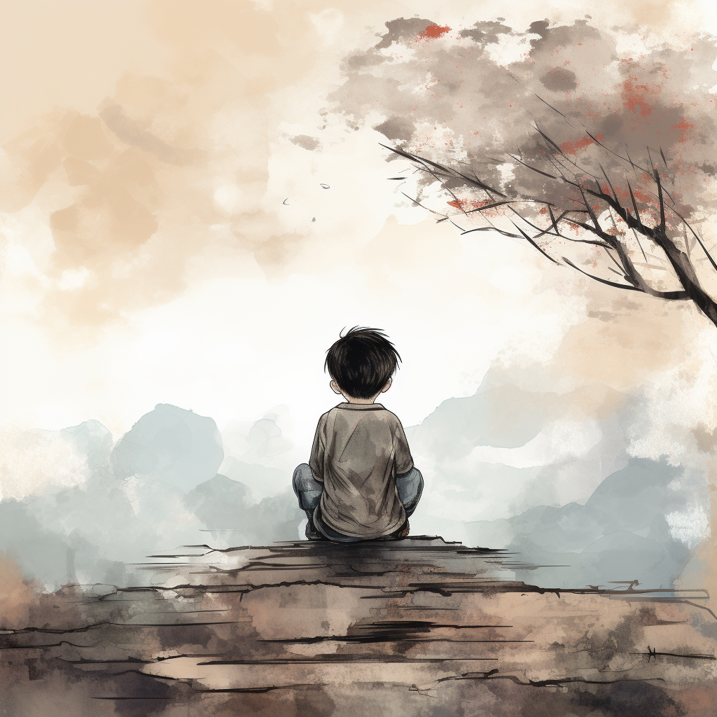 Lonely Chinese Boy Illustration Book Cover