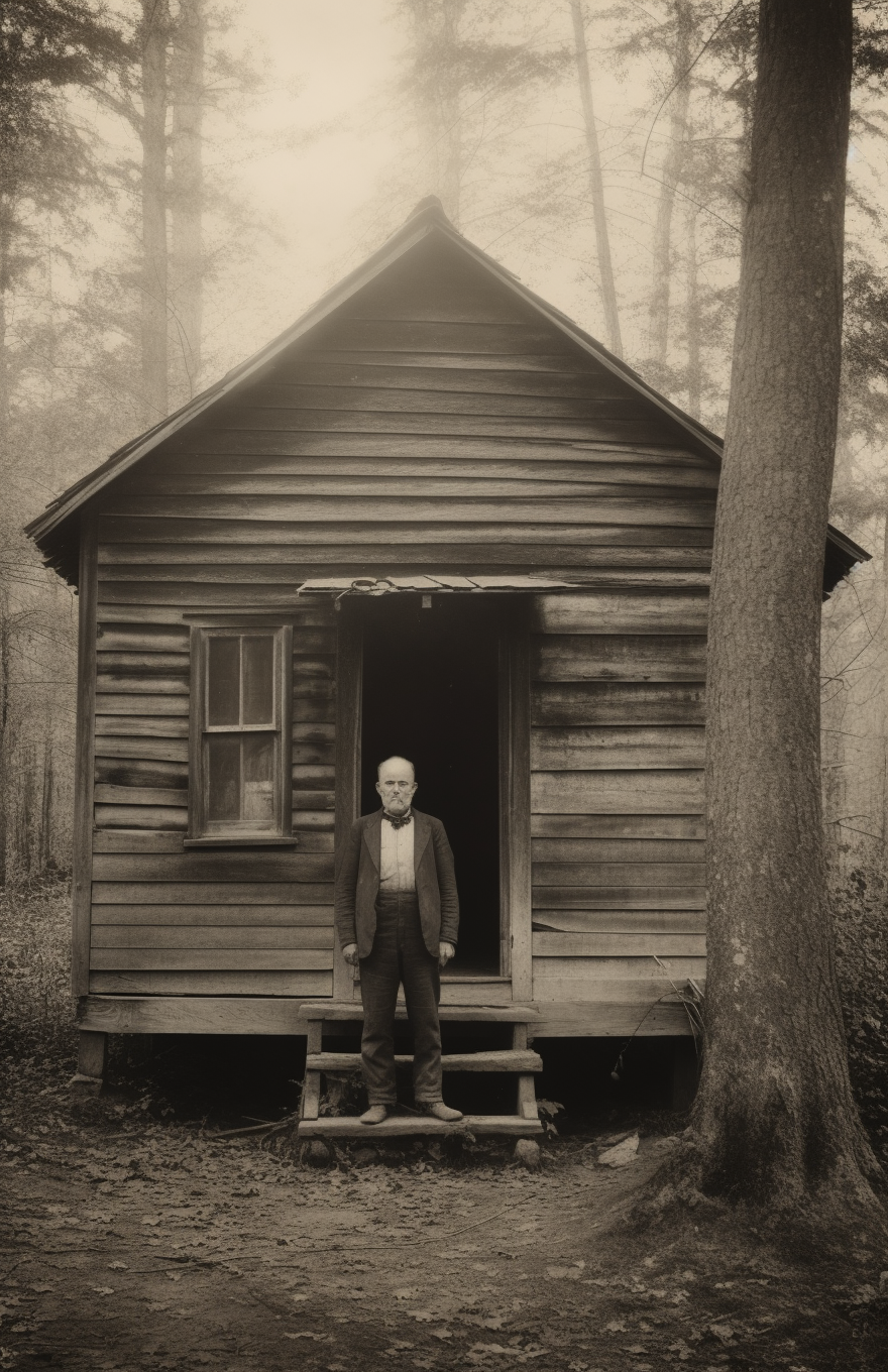 Black and white vintage photograph of lonely miner