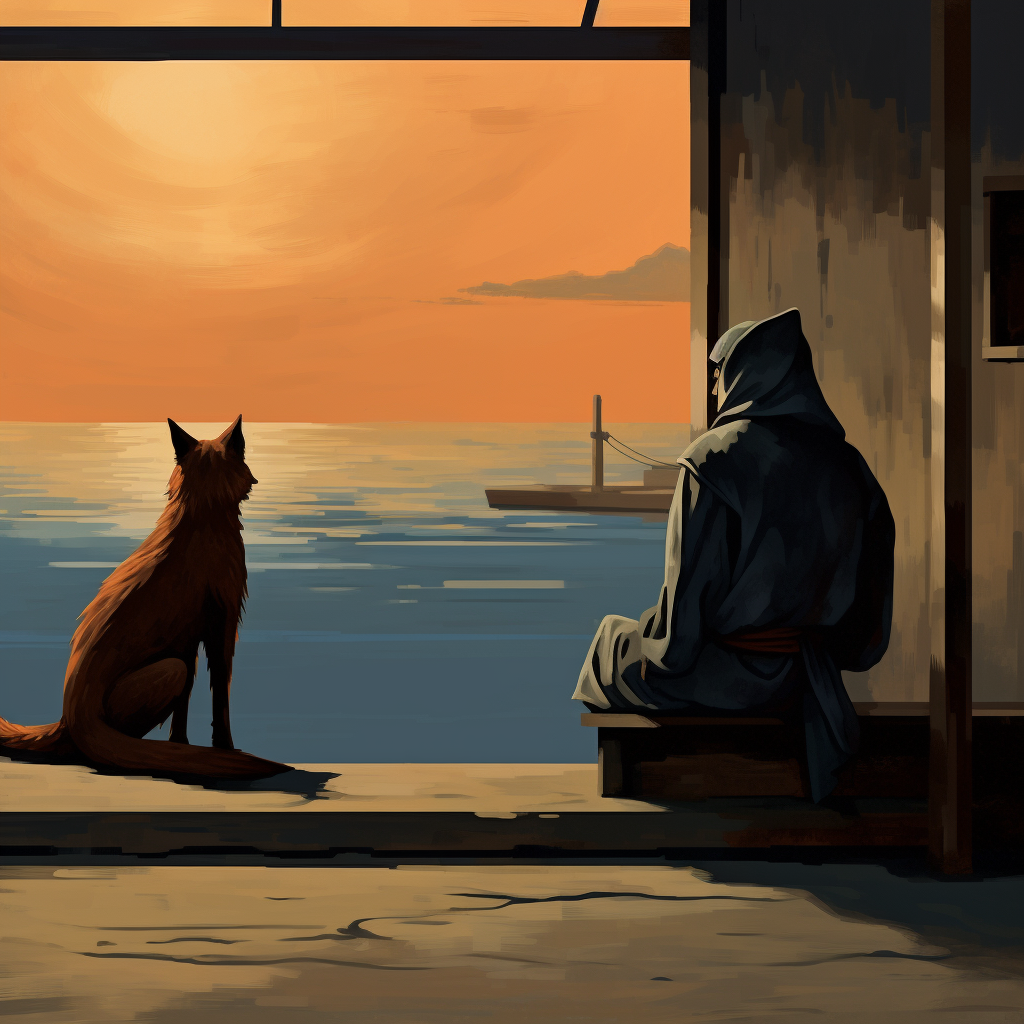 Lonley Ninja and Fox Painting