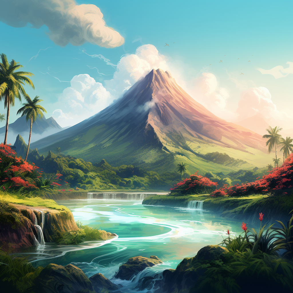 Scenic Lonely Tropical Mountain Art