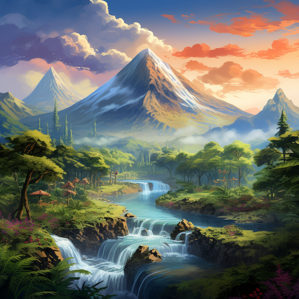 Beautiful Lonely Mountain in Tropical Landscape