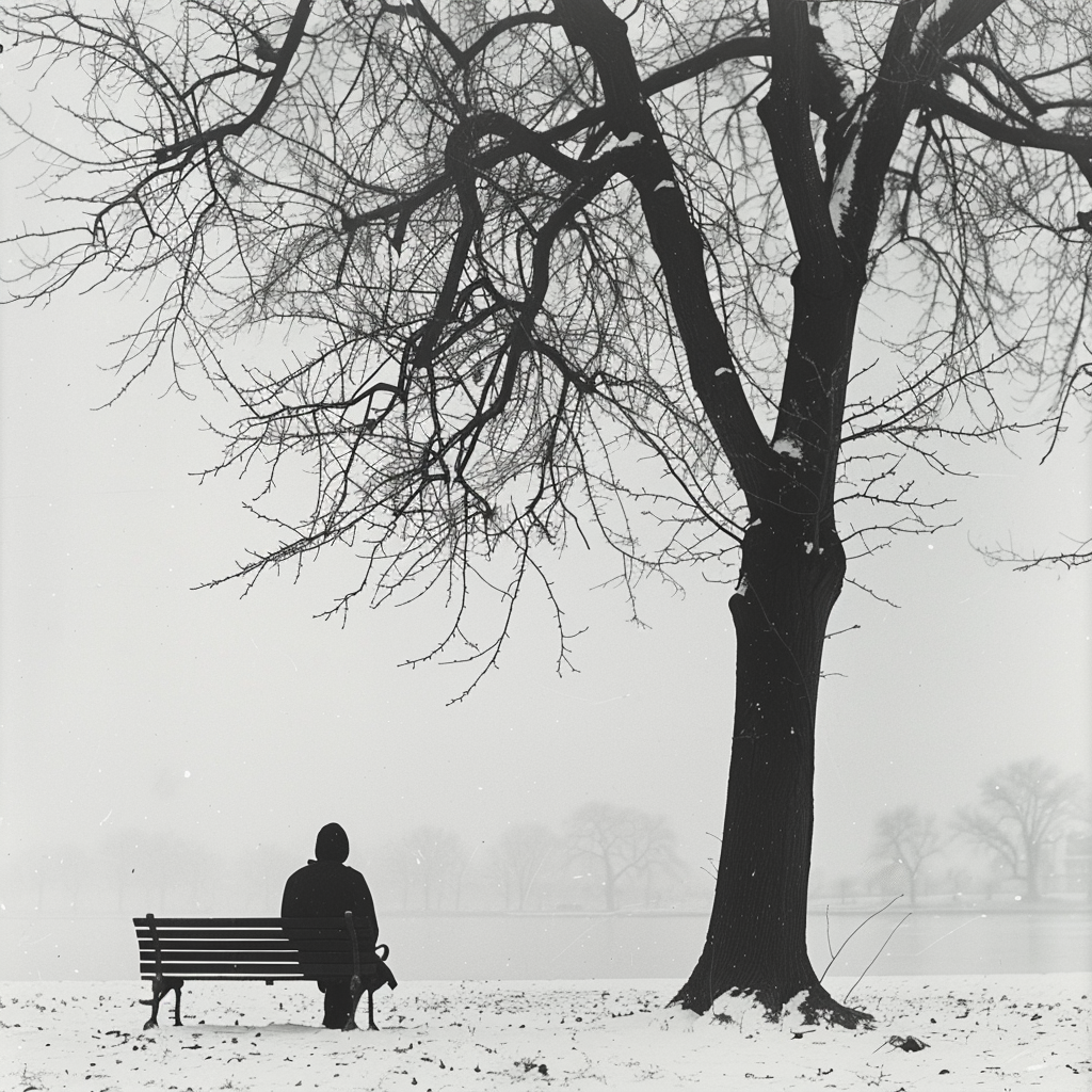 Lonely person not feeling alone in cold