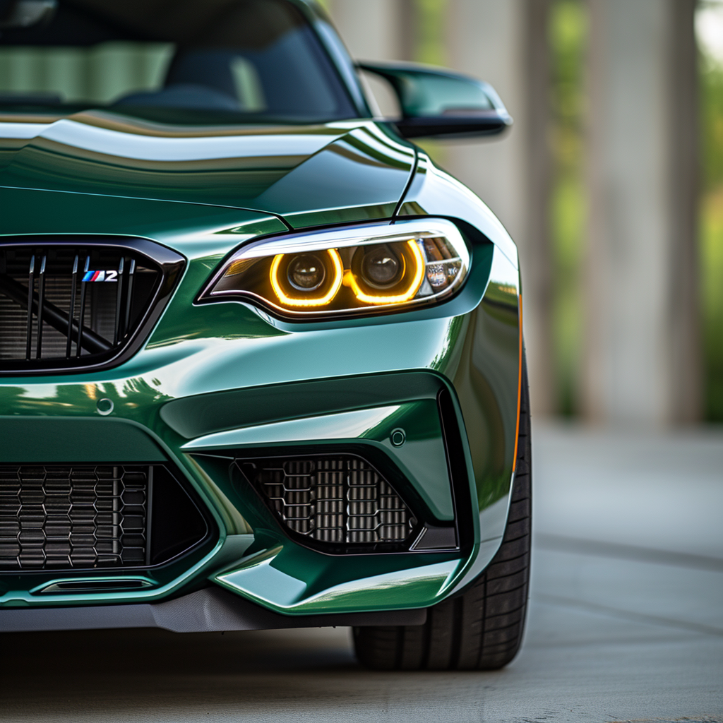 Long Beach Green BMW M2 with yellow headlights