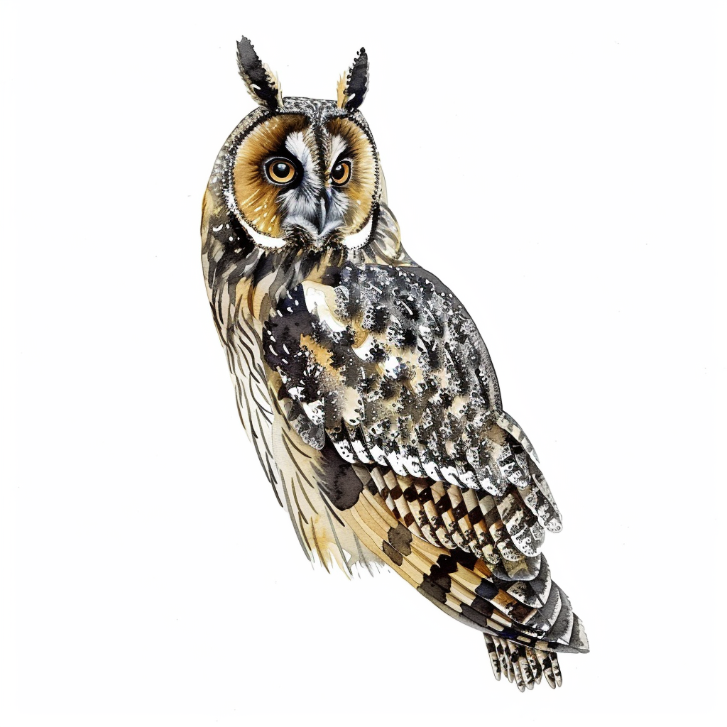 Minimalist long-eared owl illustration