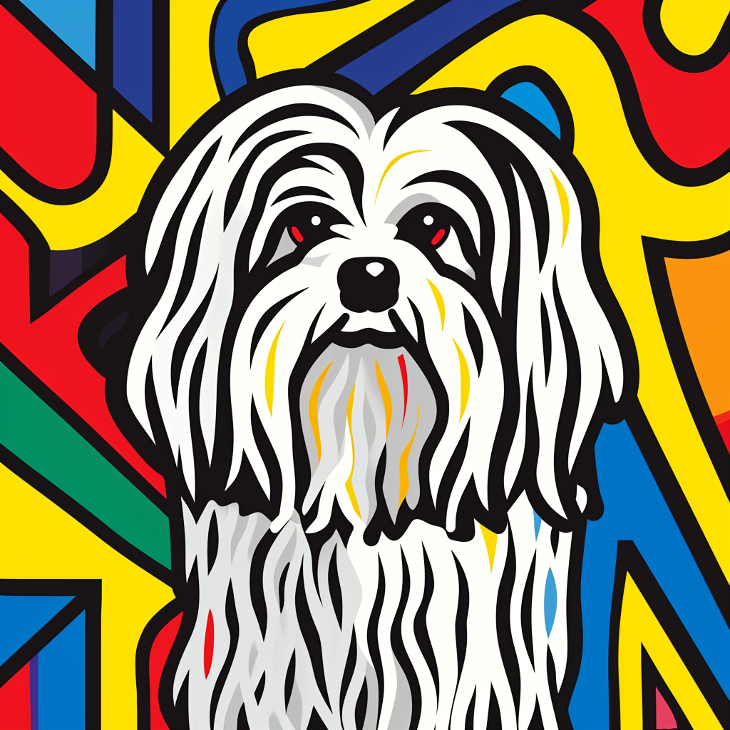 Long Haired Maltese Dog Keith Haring Style