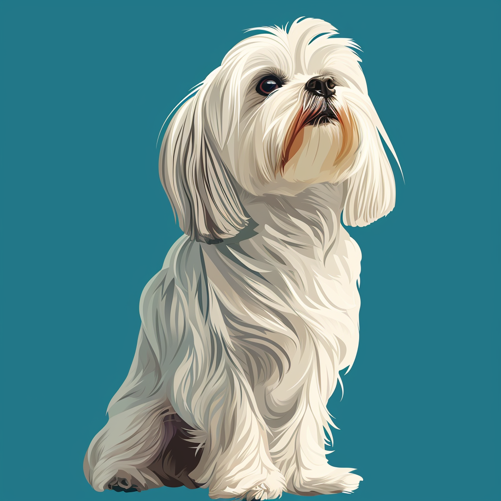 Maltese dog sitting regally on solid background