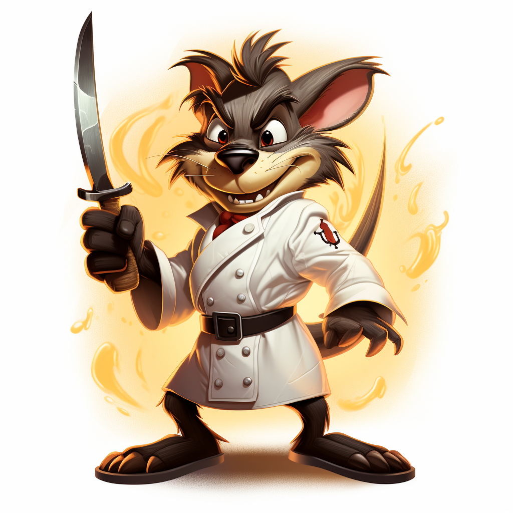 Tasmanian Devil in Chef Coat with Knives