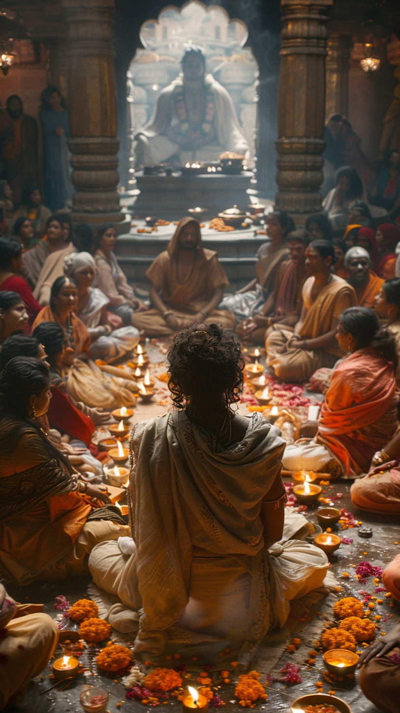 Lord Krishna surrounded by women