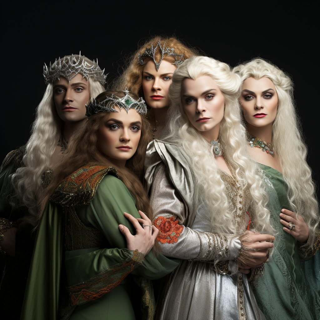 Colorful drag queens portraying Lord of the Rings characters