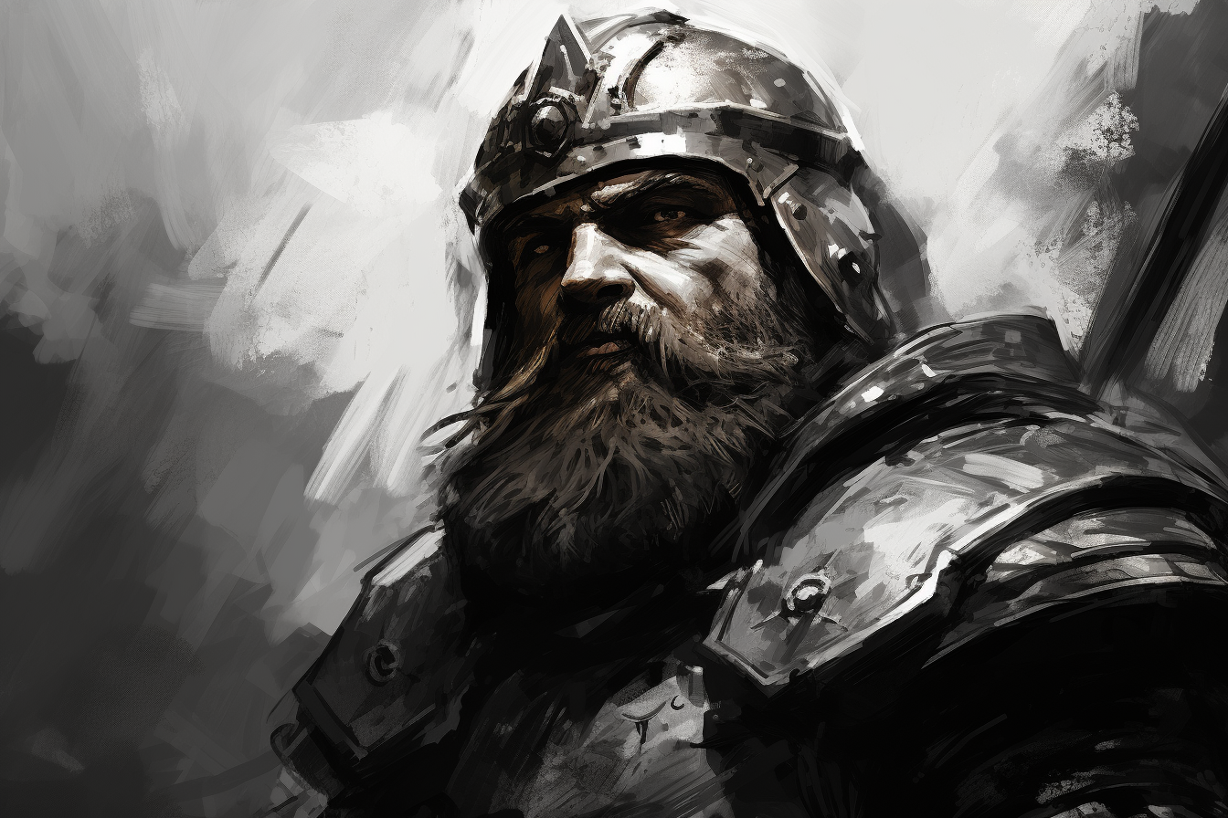 A value study sketch of a Lord of the Rings dwarf warrior