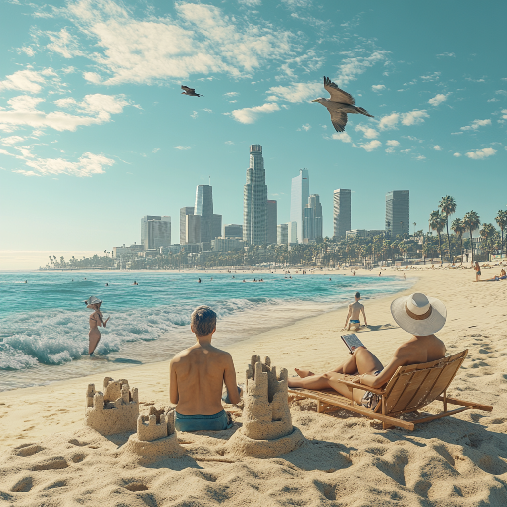 Los Angeles city beach view