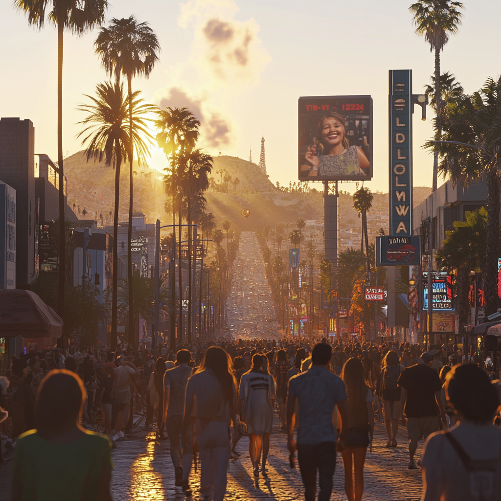 City view of Los Angeles at sunset