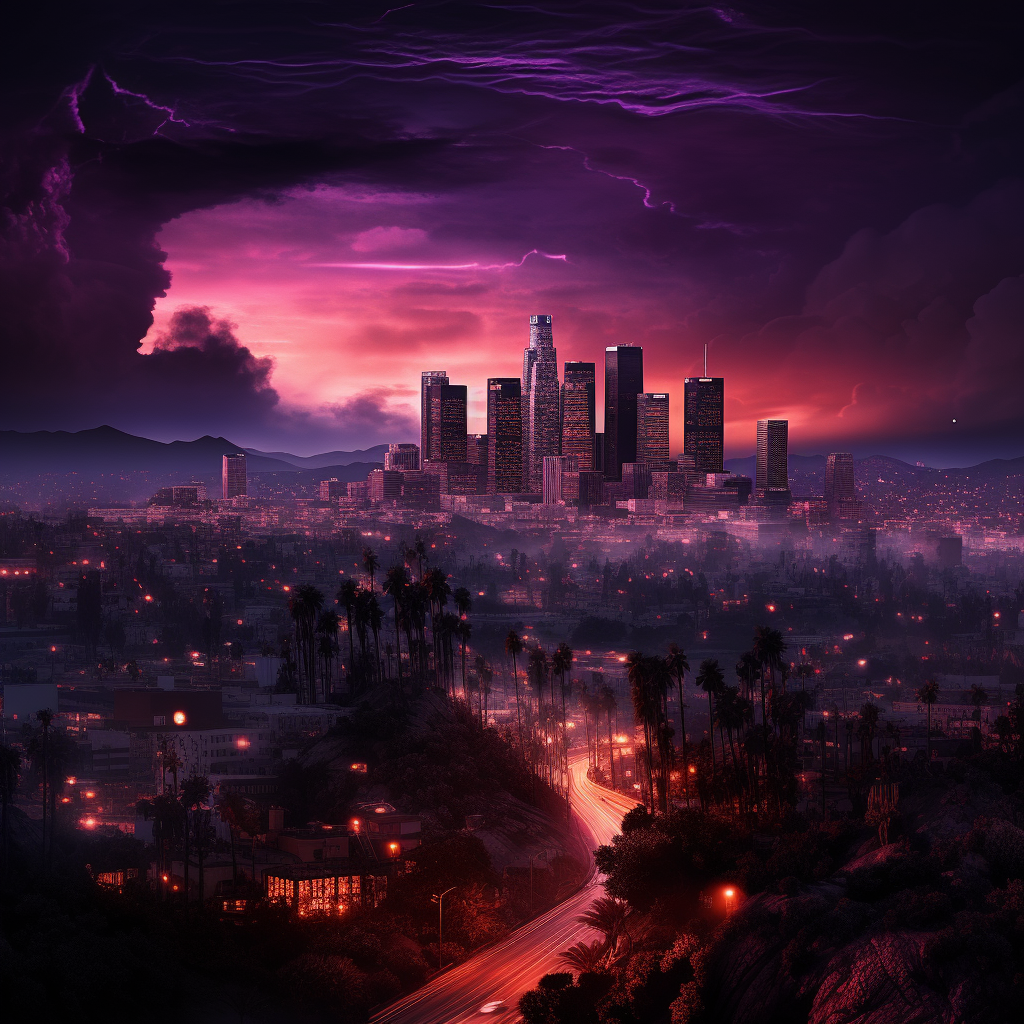 Ominous future Los Angeles skyline