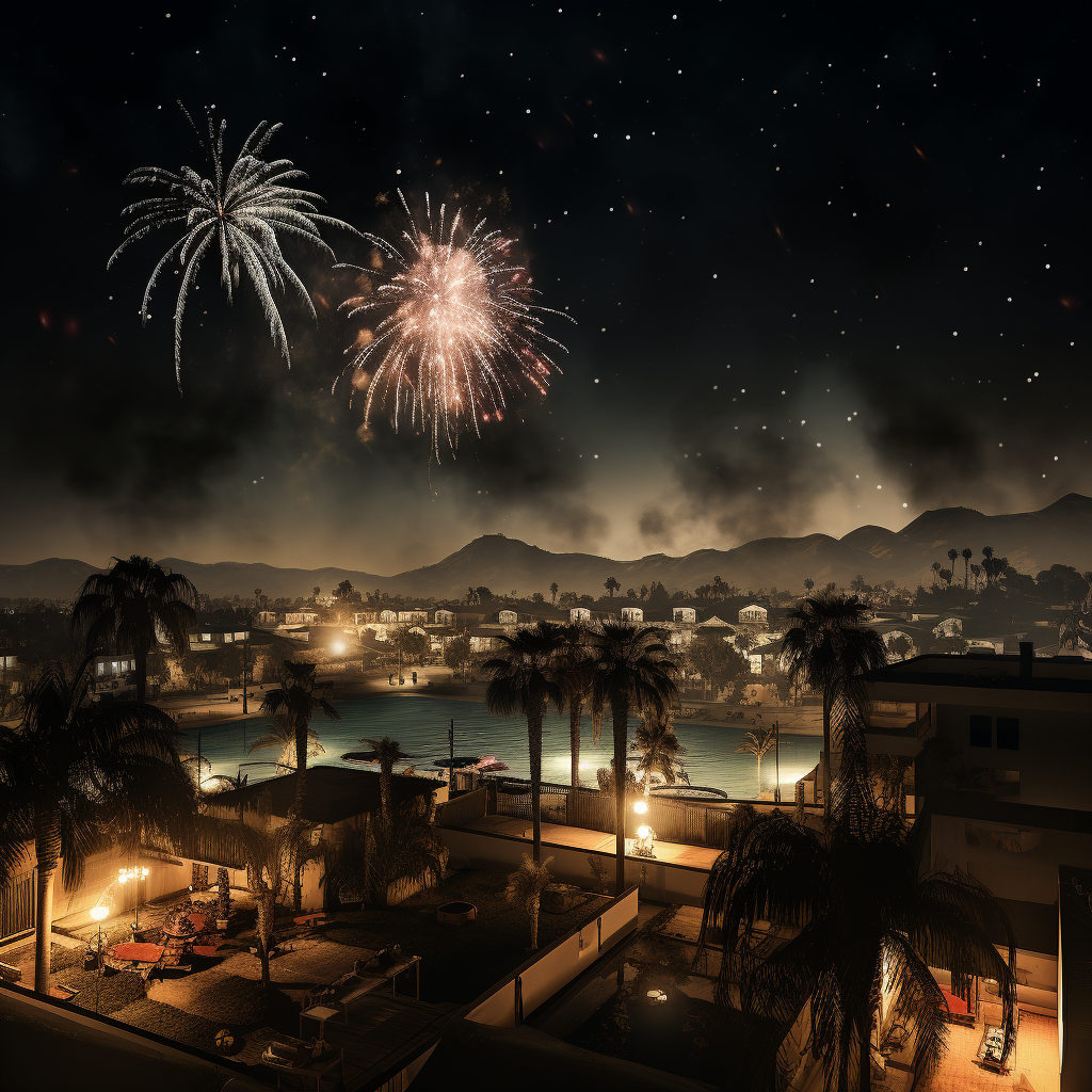 Vibrant Night View of Los Santos Pool Party