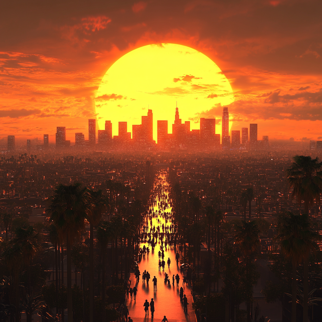 Los Angeles city sun view