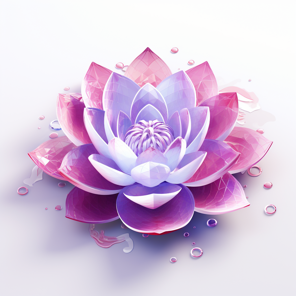 Vibrant purple lotus on white background