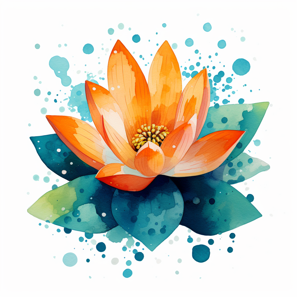 Lotus Flower Art Icon in Bright Colors