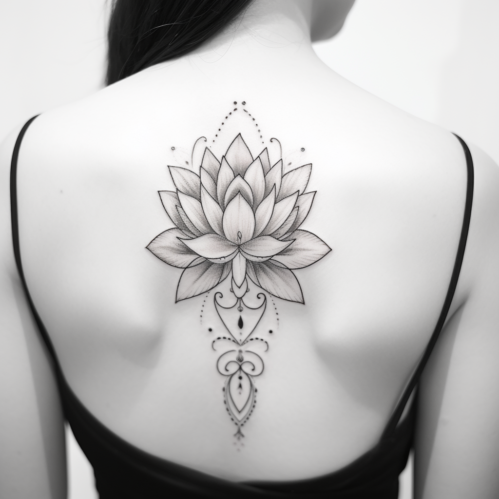 Black and White Lotus Flower Tattoo