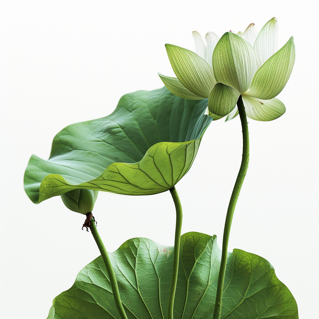 Stunning Lotus Plant on White Background