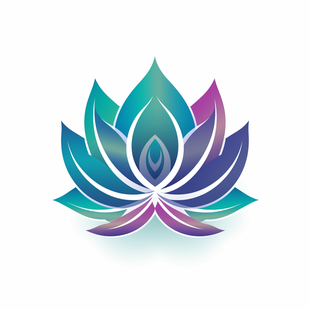 Beautiful lotus flower in teal, tan, and violet