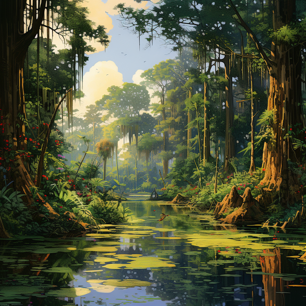 Tranquil Louisiana swamp oasis scenery