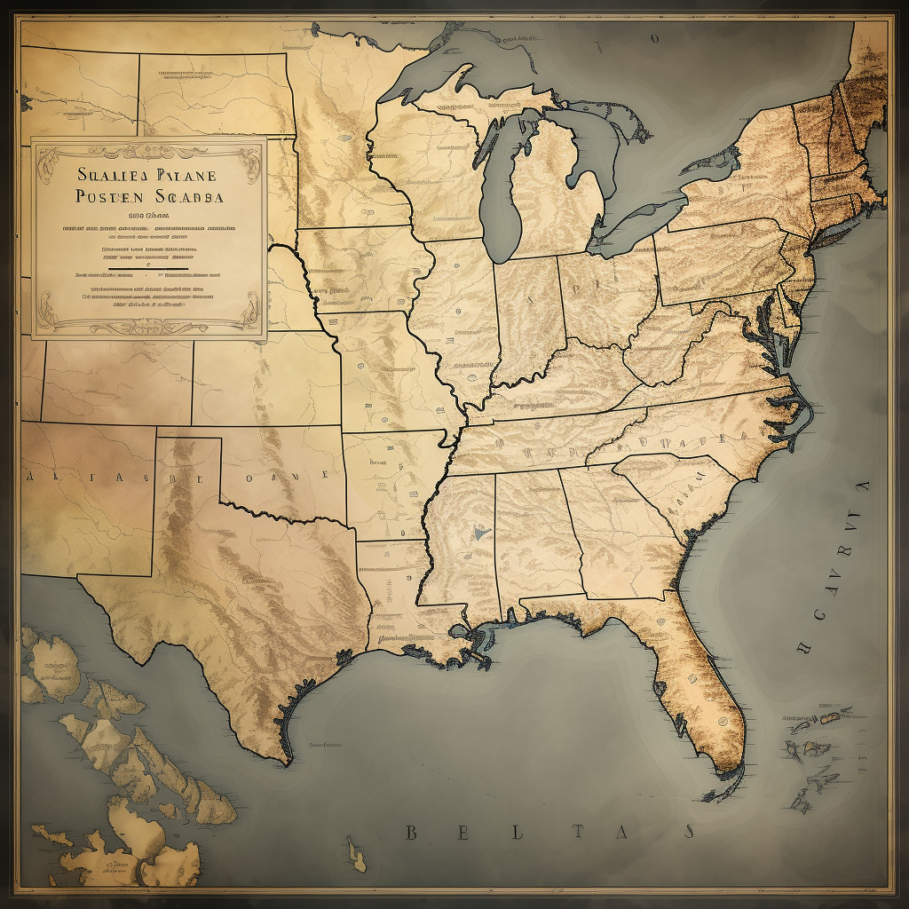 Digital Painting of Louisiana Purchase Map