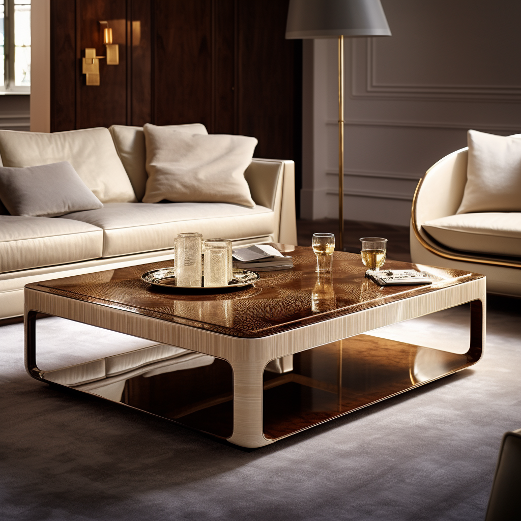 Lounge Table with Fine Finishes and Light Colors