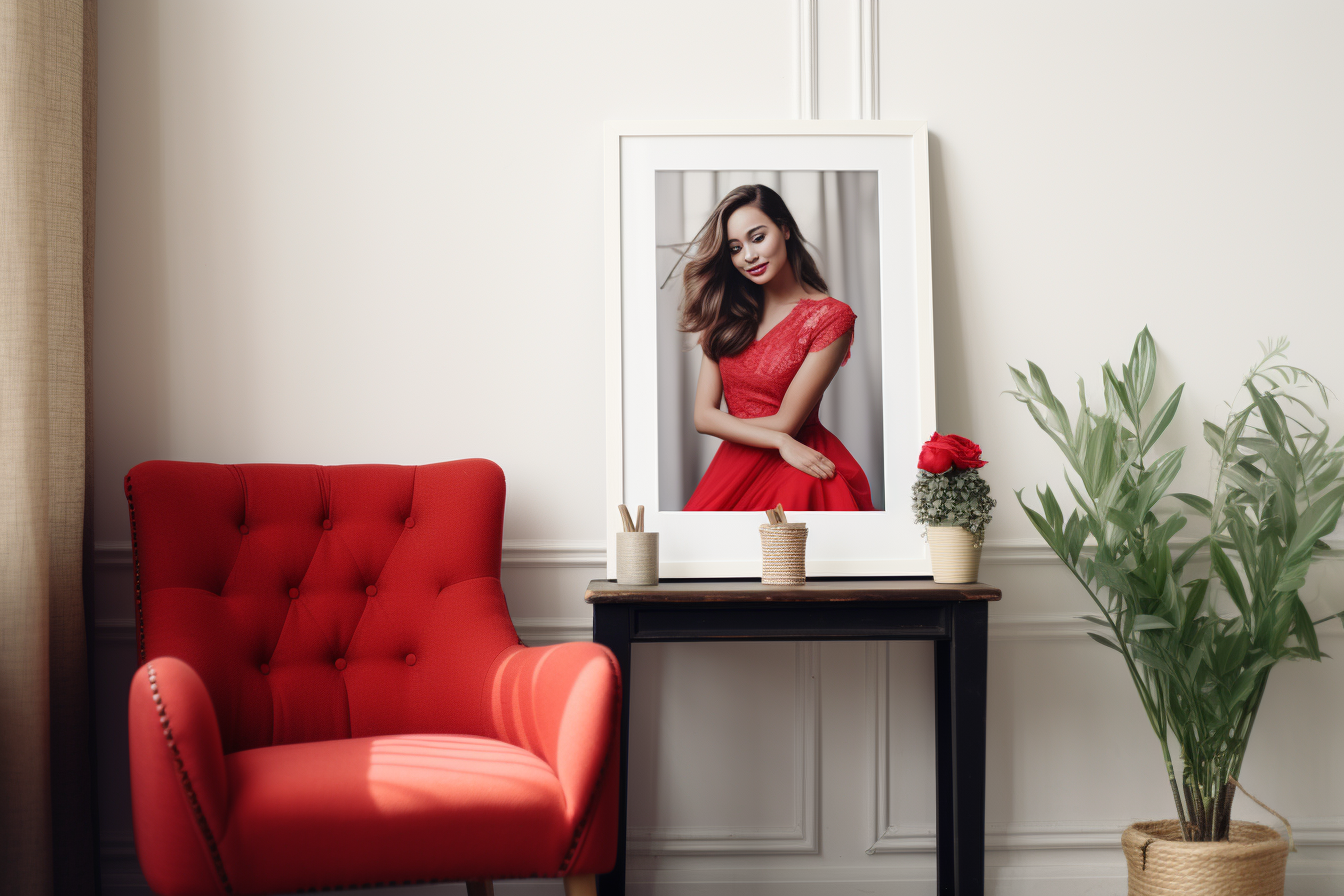 Picture of a Smiling Lady in Red Dress