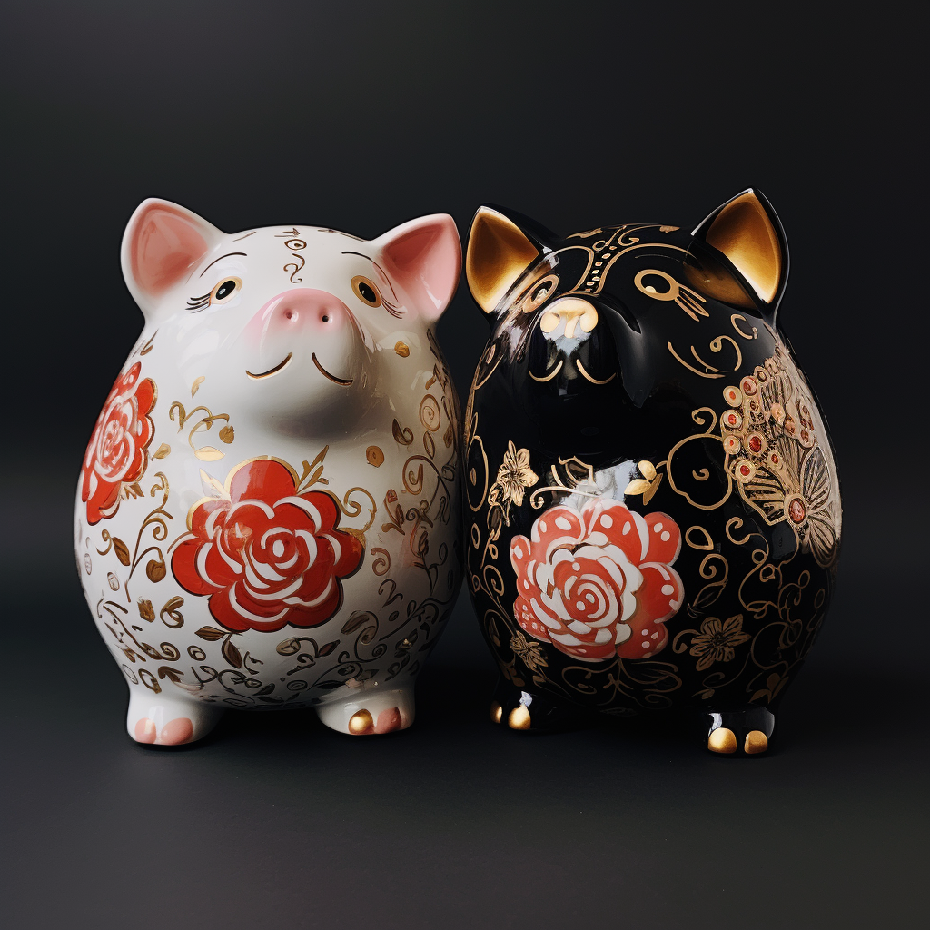 Cute male and female piggy banks