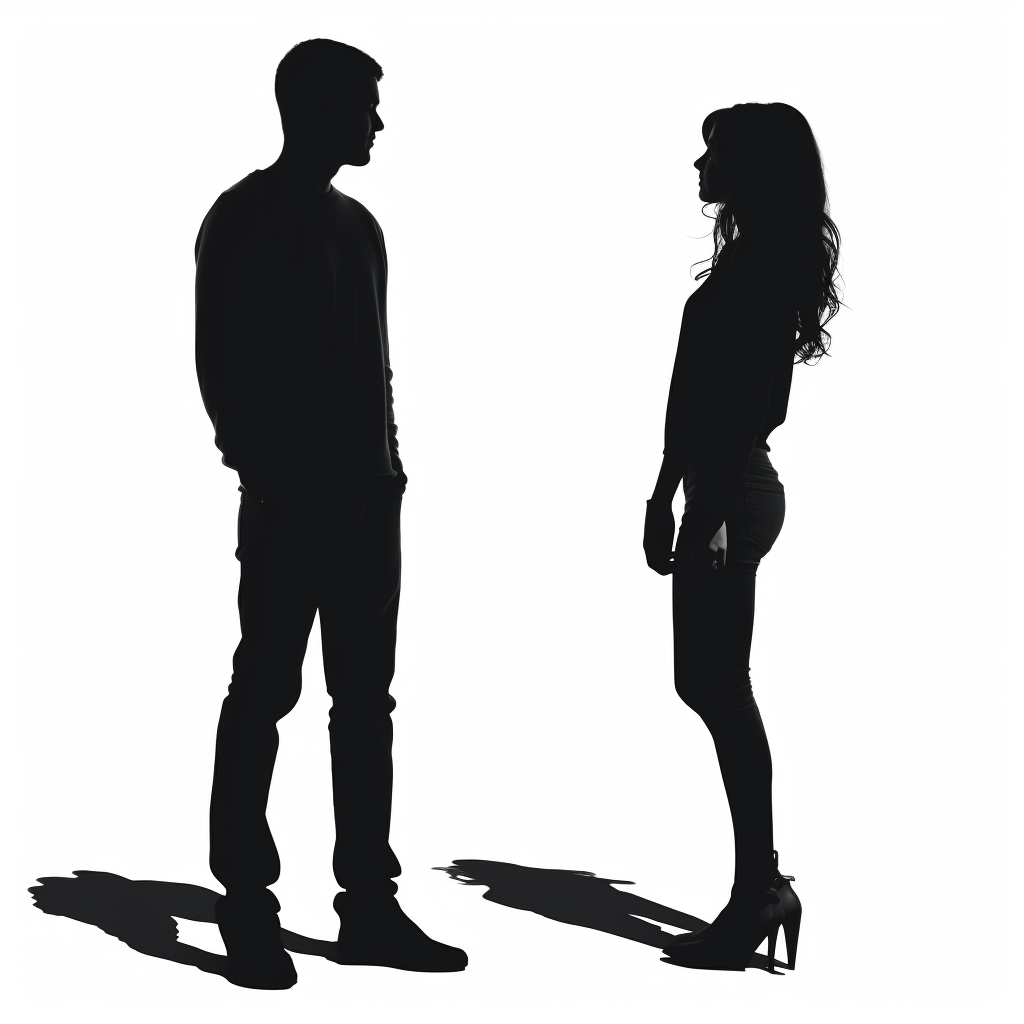 Love silhouettes expressing passion and romance