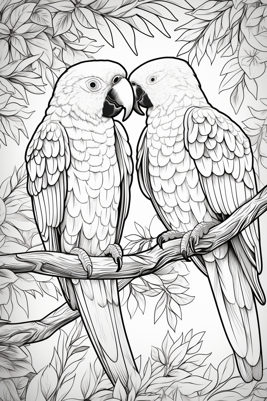 Beautiful Lovebirds Coloring Page