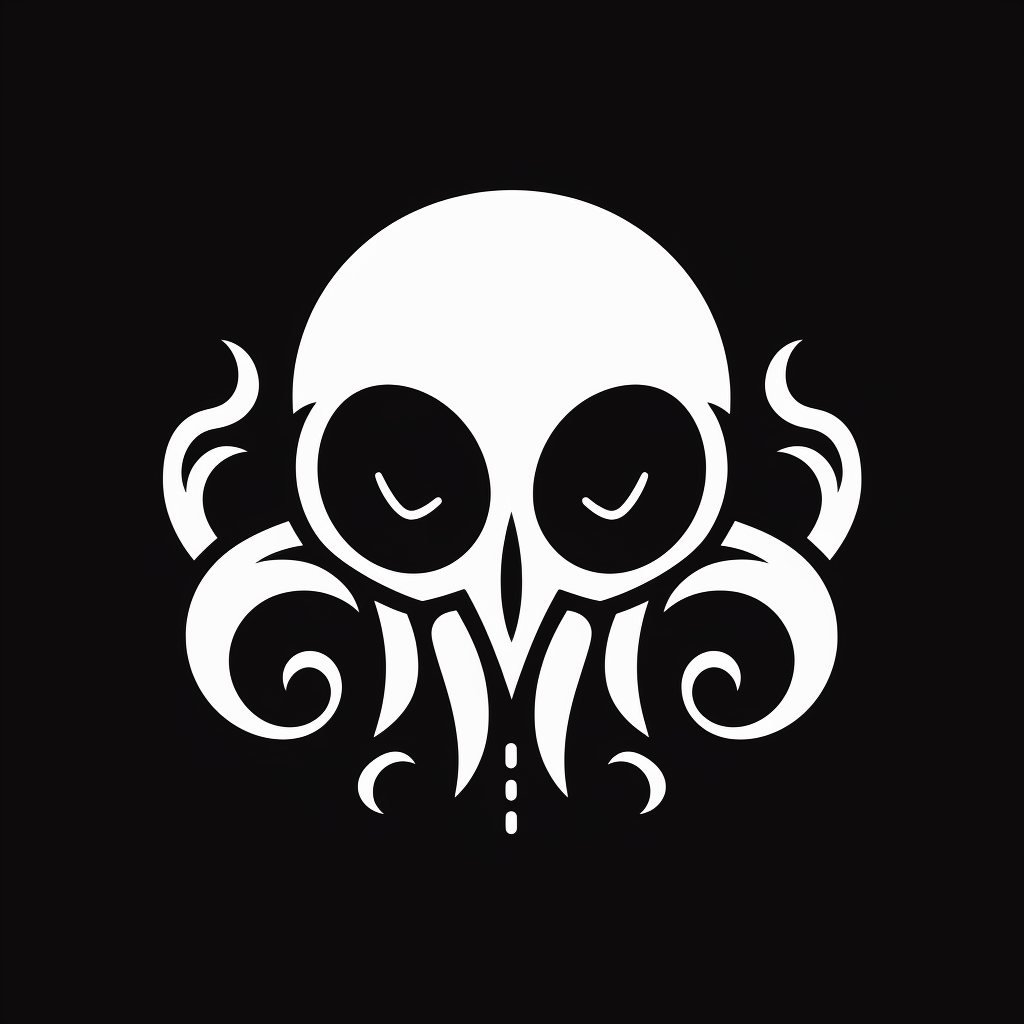 Cute lovecraftian skull illustration