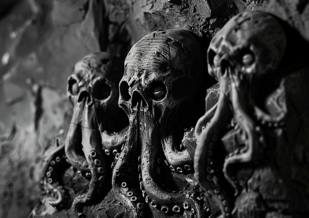 Old lovecraftian squid idol statue