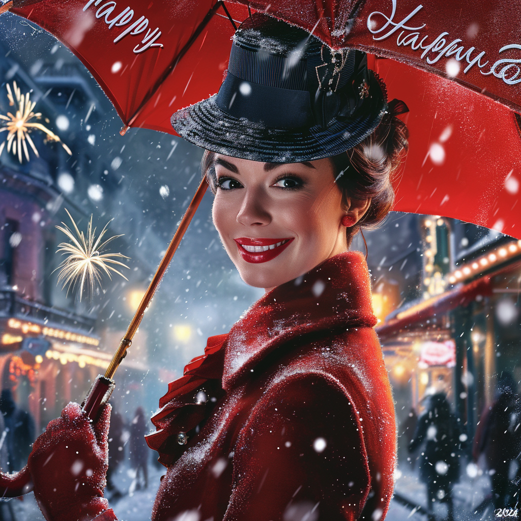 Festive Mary Poppins with Mischievous Face