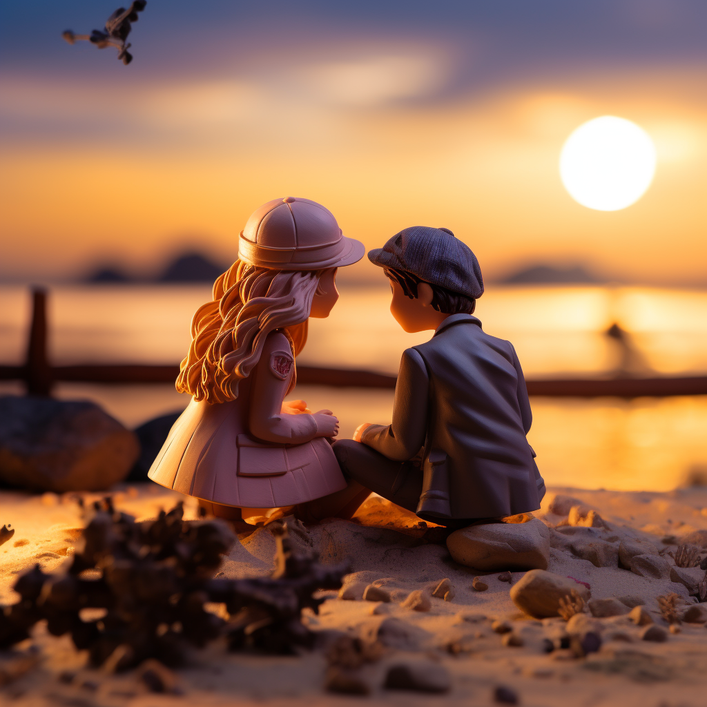 Couple on Beach at Dusk