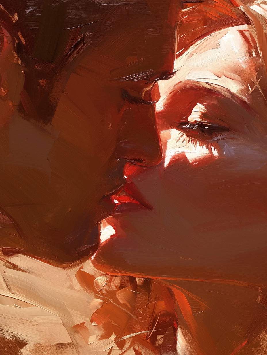 Lovers painting with strong backlight