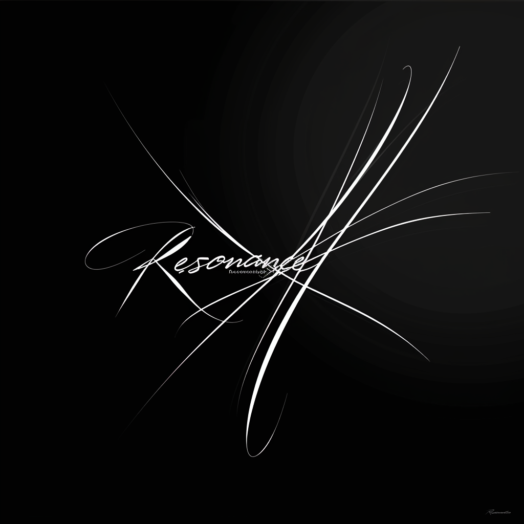 Caligraphy Signature Resonance on Black Background