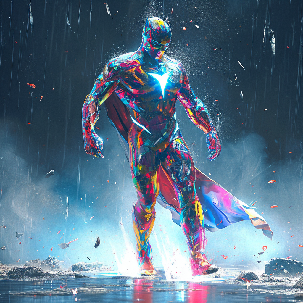 Male Superhero Rainbowpunk Illustration