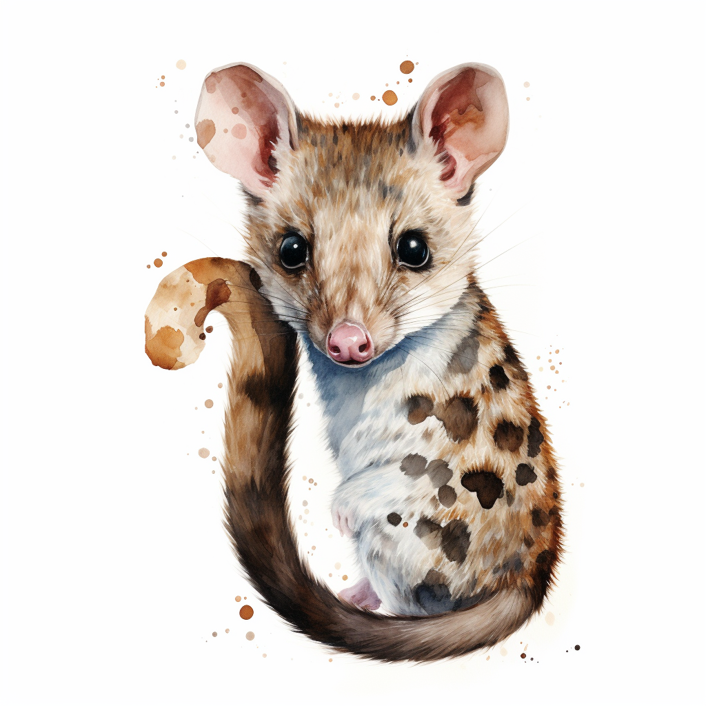 Adorable quoll on white background