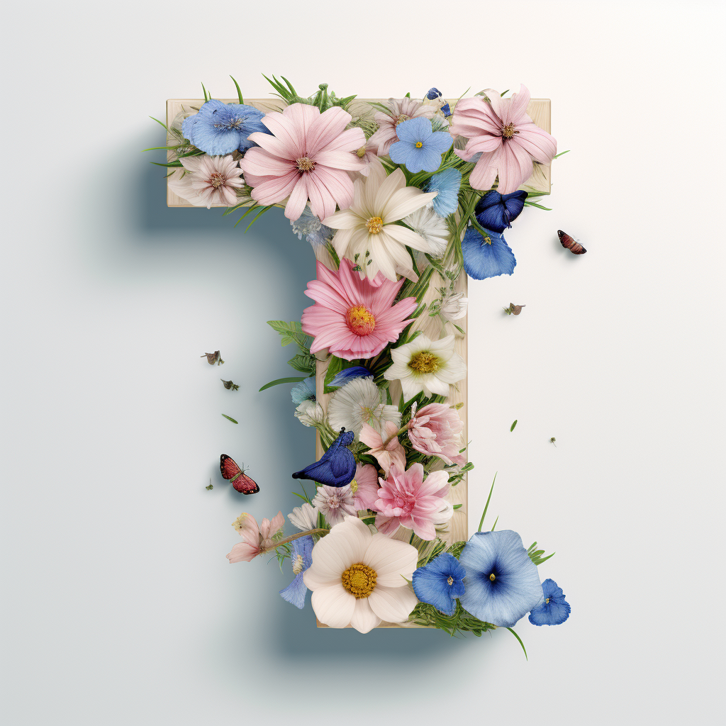 Flower Letter T 3D Studio Lighting