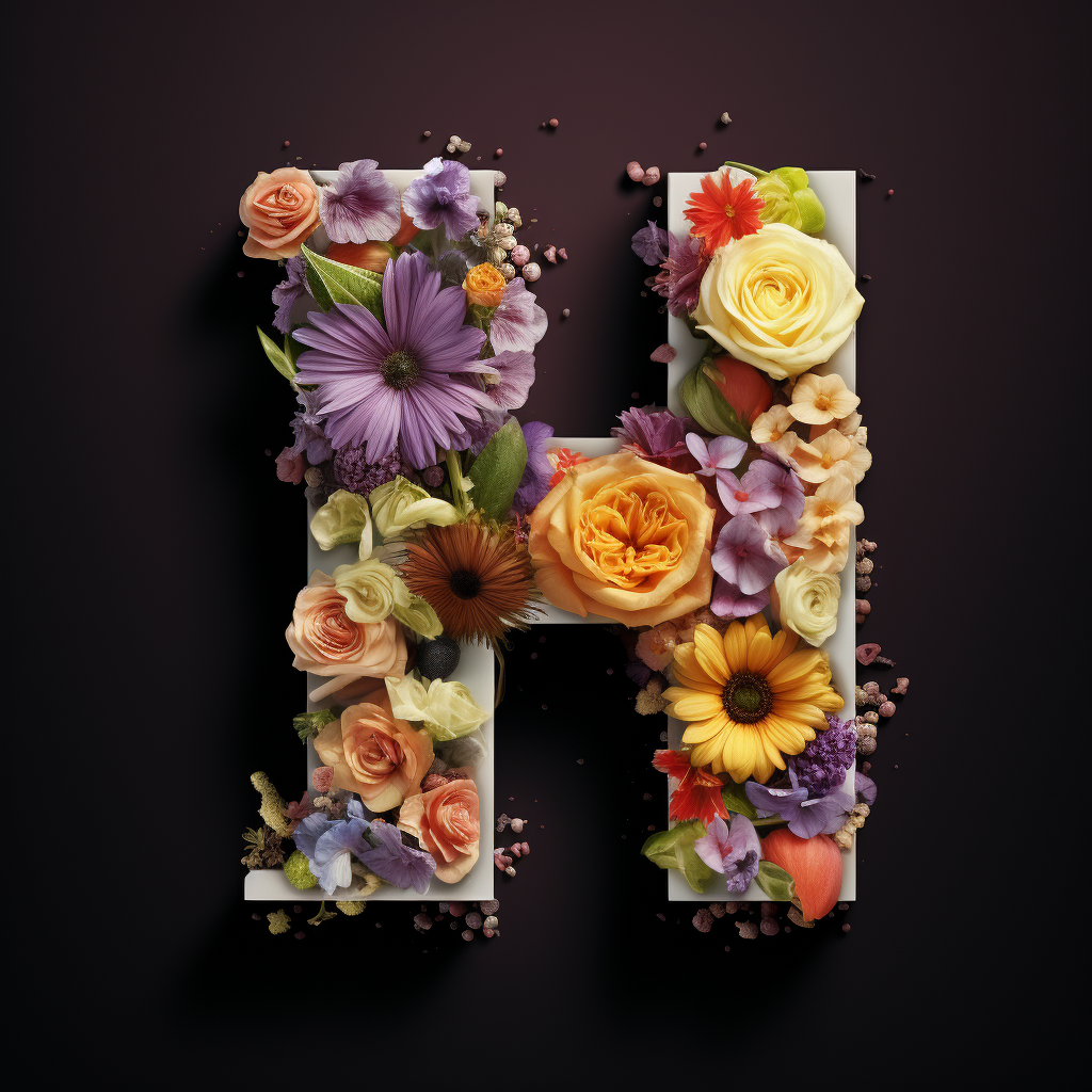 Letter H with Flower Elements