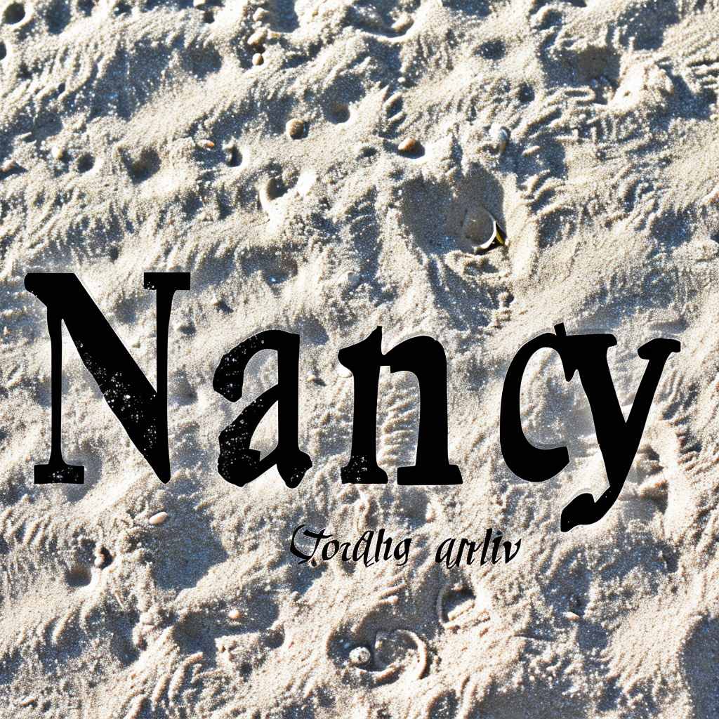 Nancy logo art in sand