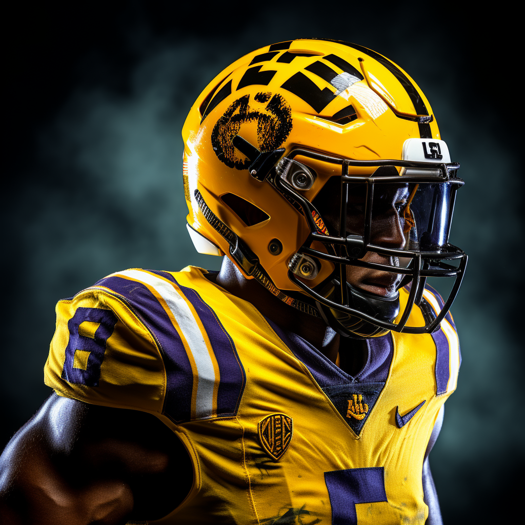 Backlit LSU Football Player Uniform