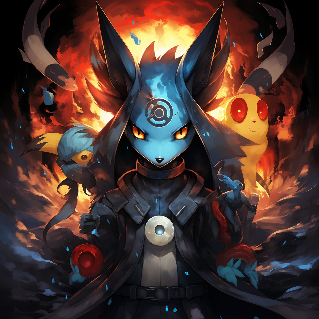 Lucario with Sharingan and Three Tomoe Eyes